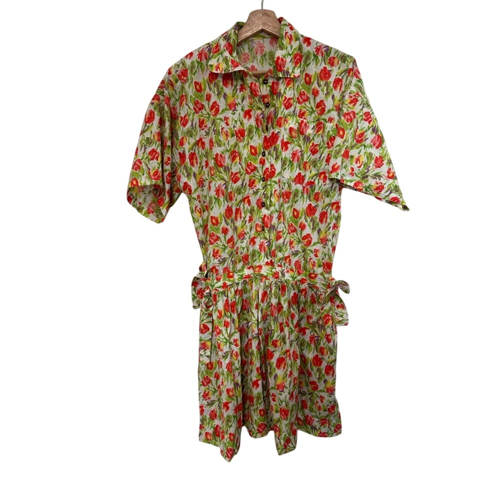 Vintage Tulip springs women's dress side waist ties size M‎